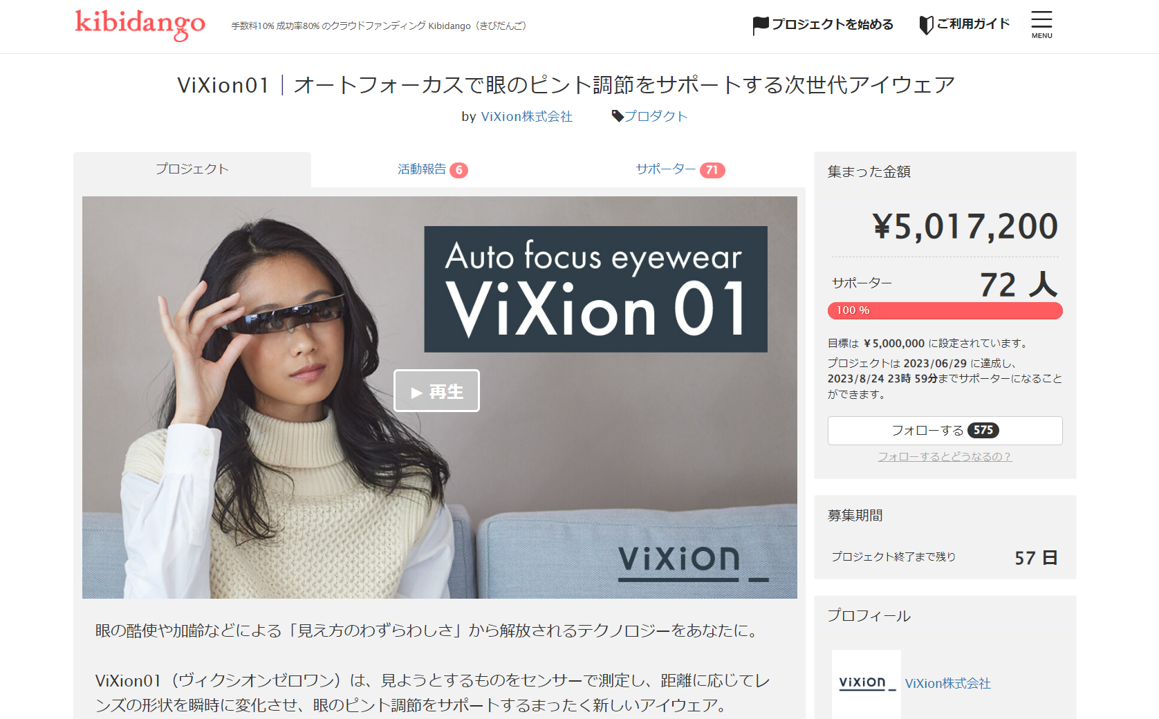 オートフォーカスアイウェア「ViXion01」クラウドファンディング ...